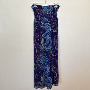Preowned Old Navy Strapless Paisley Maxi Dress Size Large Blue & Purple